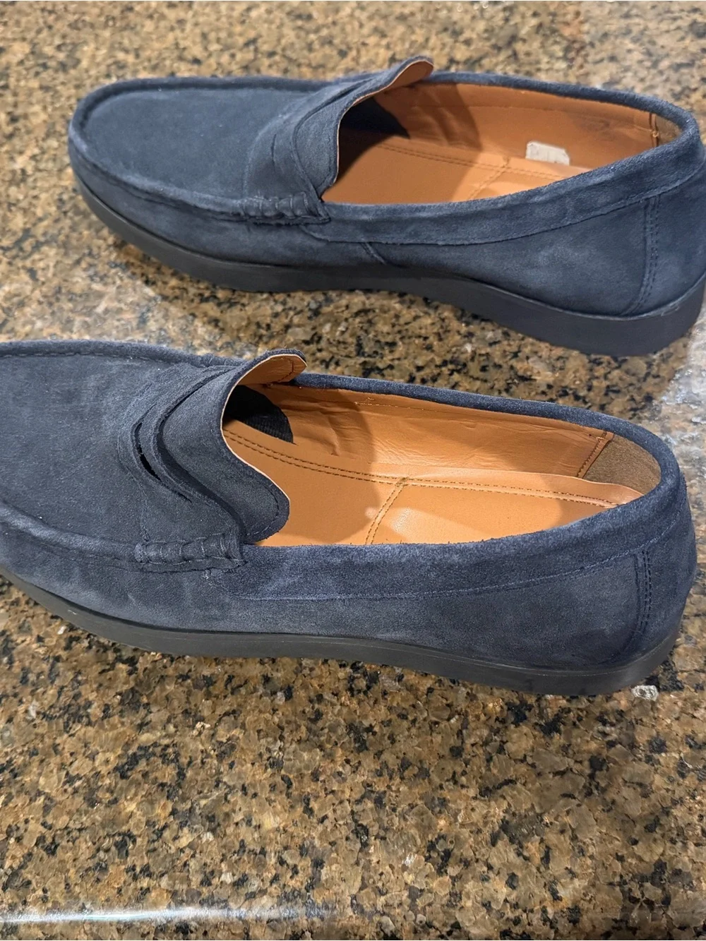 Men's Suede Penny Loafers in Navy